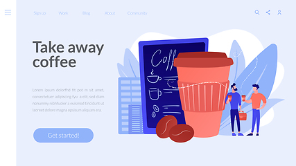 Image showing Take away coffee concept landing page.