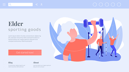 Image showing Elder fitness concept landing page