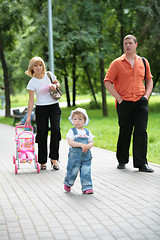 Image showing family on walk in summer park