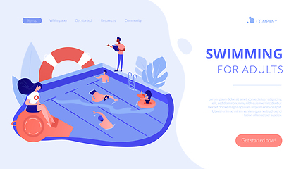 Image showing Swimming and lifesaving classes concept landing page.