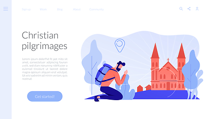 Image showing Christian pilgrimages concept landing page.