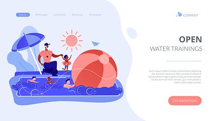 Image showing Swim camp concept landing page.