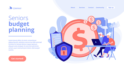 Image showing Elderly financial security concept landing page