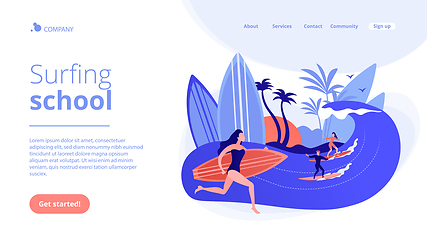 Image showing Surfing school concept landing page.