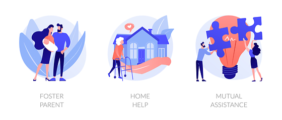 Image showing Caregiving and social support services abstract concept vector illustrations.