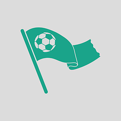 Image showing Football fans waving flag with soccer ball icon