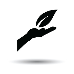 Image showing Hand holding leaf icon