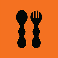 Image showing Baby spoon and fork icon