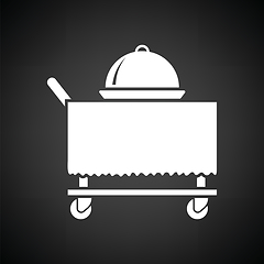 Image showing Restaurant  cloche on delivering cart icon