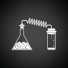 Image showing Icon of chemistry reaction with two flask