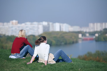 Image showing girls on riverside
