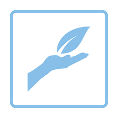 Image showing Hand holding leaf icon