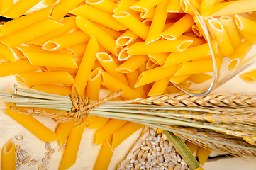 Image showing Italian pasta penne with wheat