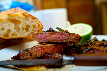 Image showing roasted grilled ribeye beef steak butcher selection