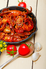 Image showing fresh seafoos stew on an iron skillet