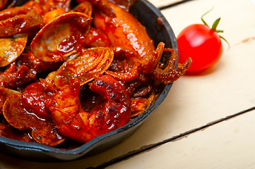 Image showing fresh seafoos stew on an iron skillet