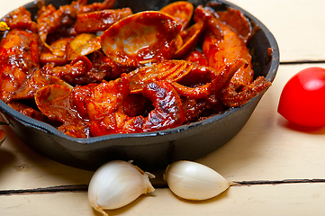 Image showing fresh seafoos stew on an iron skillet