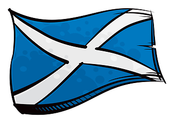 Image showing Painted Scotland flag waving in wind