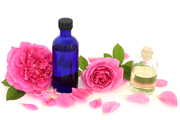 Image showing Rose Water with Flowers for Natural Skin Hydration