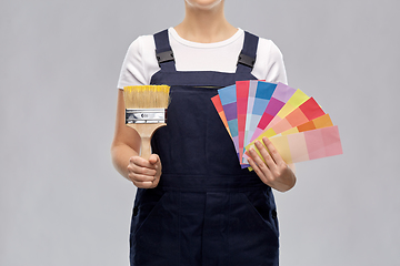 Image showing close up of painter with brush and color charts