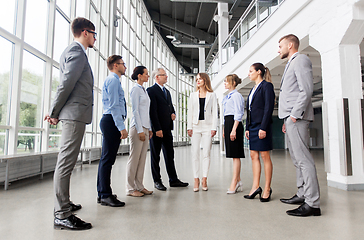 Image showing business people talking at office building