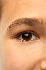 Image showing close up of brown-eyed teenage girl face