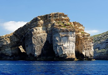 Image showing Scenic cliffs of Gozo island in Malta in bright day