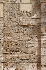 Image showing Texture of rough stone wall in ancient temple niche