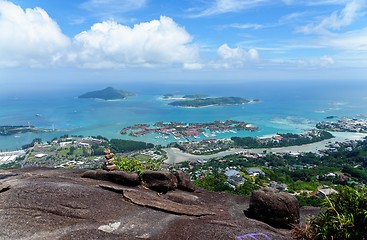 Image showing Scenic view from the hilltop in the Copolia Trail, Mahe island, Seychelles