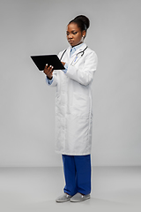 Image showing african american female doctor with tablet pc