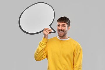 Image showing happy man with speech bubble over grey background