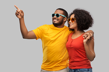 Image showing happy african american couple in sunglasses