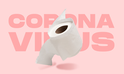 Image showing Toilet paper and word CORONAVIRUS, concept of pandemic spreading, virus 2020