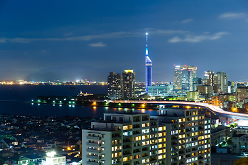 Image showing Fukuoka skyline at night