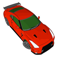 Image showing Red race car with green windows and black detailes and grey rear