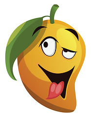 Image showing Mango cartoon crazy feeling illustration vector on white backgro