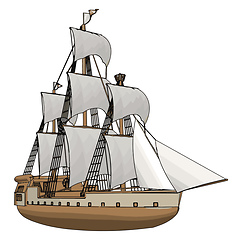 Image showing Simple vector illustration of an old sailing ship white backgoru