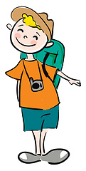 Image showing Happy boy scout with a backpack illustration vector on white bac