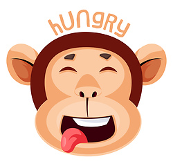 Image showing Monkey is feeling hungry, illustration, vector on white backgrou