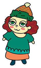 Image showing A girl wearing skirt vector or color illustration