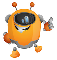 Image showing Cartoon robot pointing with a finger illustration vector on whit