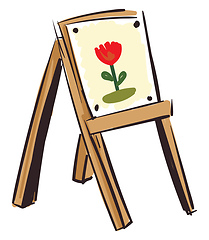 Image showing LFloral canvas on a wooden easel vector illustration on white ba