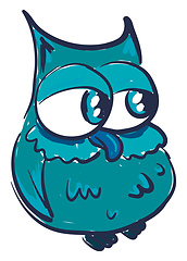 Image showing A green owl vector or color illustration