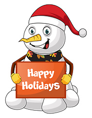 Image showing Happy snowman illustration vector on white background