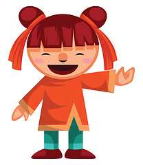 Image showing Chinese girl is happy for a New Year aheadvector illustration