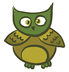 Image showing A green owl vector or color illustration