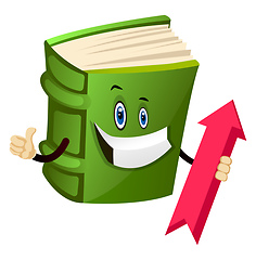 Image showing Green book is holding an up arrow, illustration, vector on white