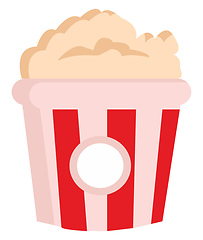 Image showing Clipart of yummy popcorn in a large paper bag with red and white