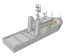 Image showing Simple vector illustration of a white navy battle ship white bac