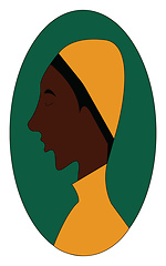 Image showing A brown cartoon boy with a yellow hat over egg-shaped green back